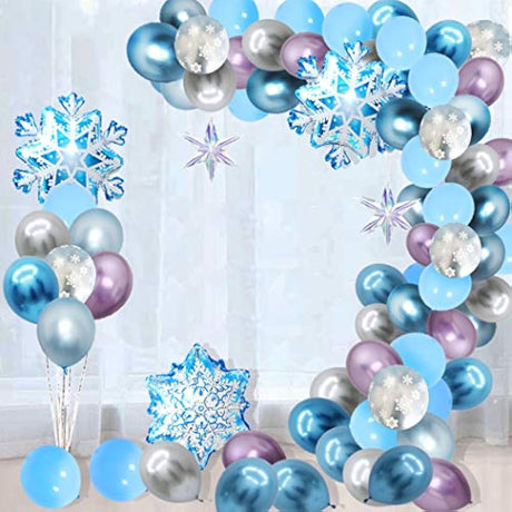 Guirnalda de globos de copo de nieve Finypa, juego de 90