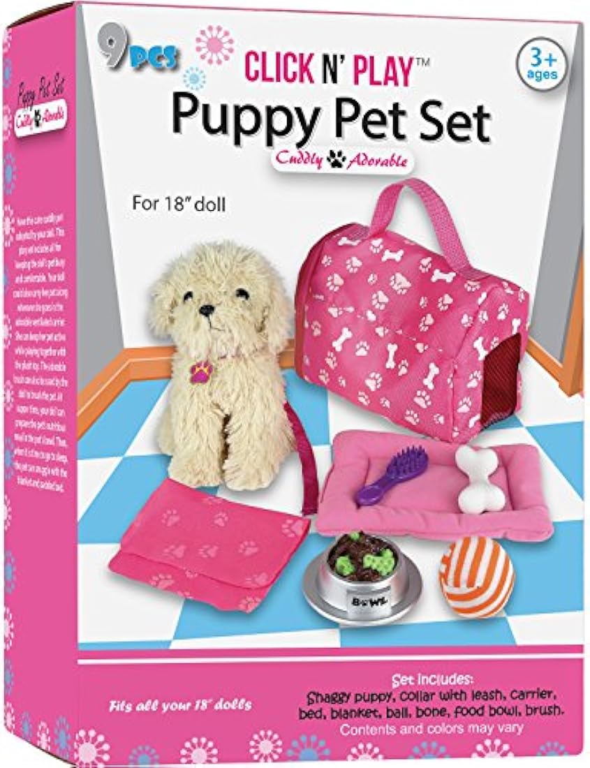 Set 9 accesorios de muñecas con cachorro de peluche