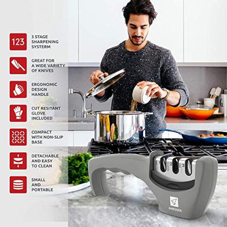 Afilador de cuchillos de cocina – Gris