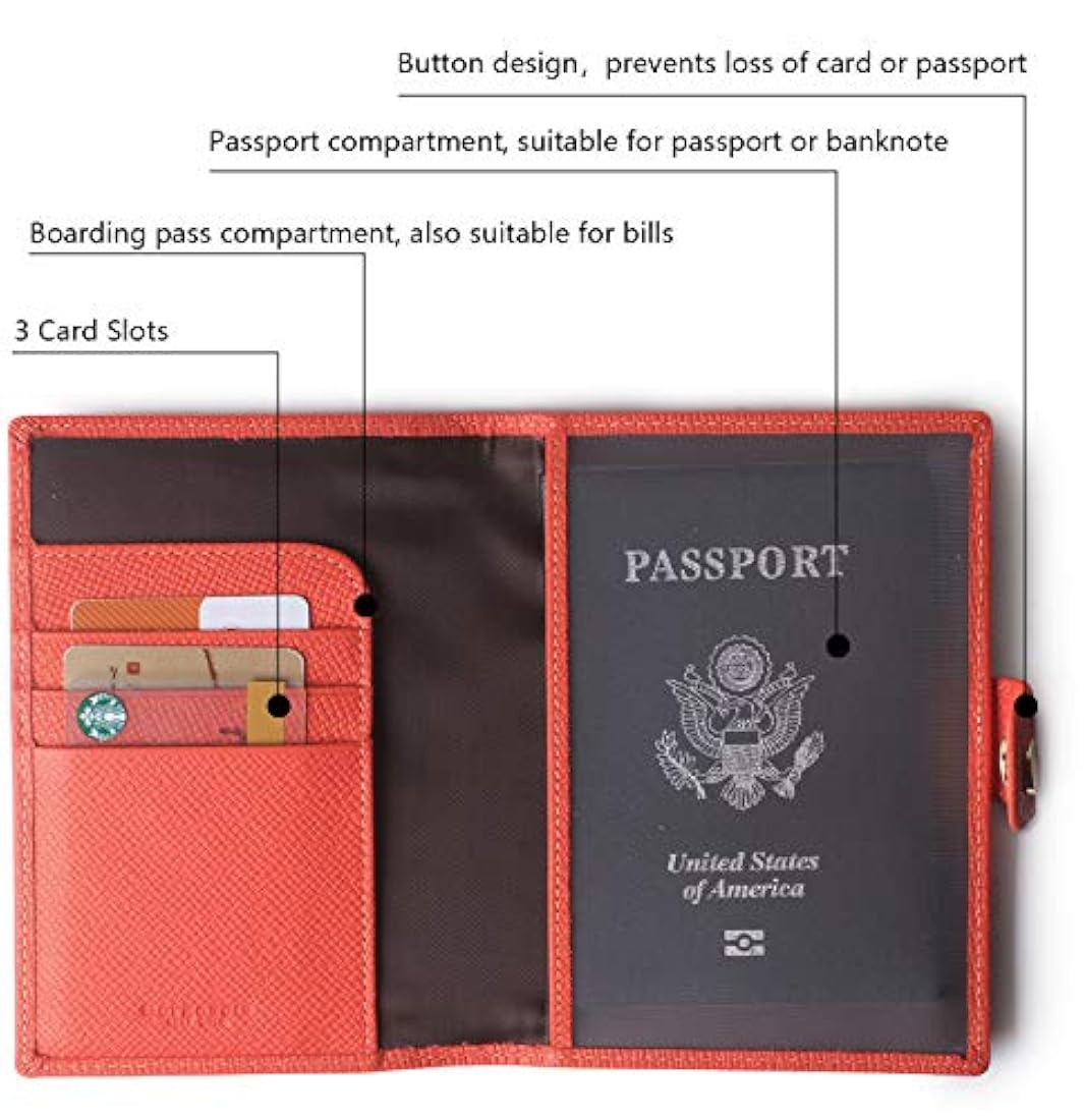 Portadocumentos de viaje de cuero auténtico para pasaporte