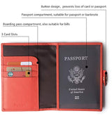 Portadocumentos de viaje de cuero auténtico para pasaporte