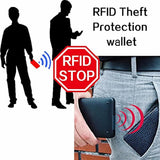 RFID, bloqueo de piel, monedero con cadena de tres pliegues