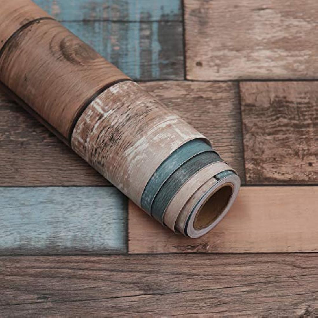 Papel pintado para pared, diseño de madera, Multicolor