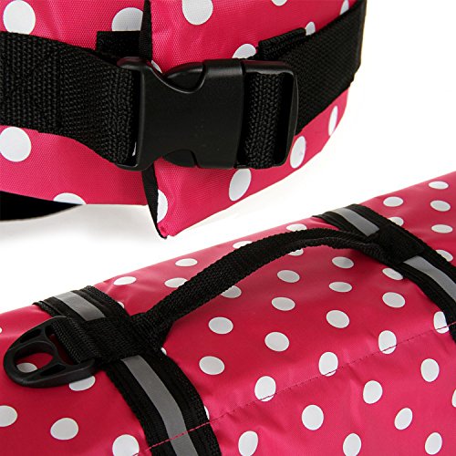 HAOCOO - Chaleco salvavidas para perro, chaleco salvavidas, traje de baño de seguridad con rayas reflectantes/cinturón ajustable para perro.