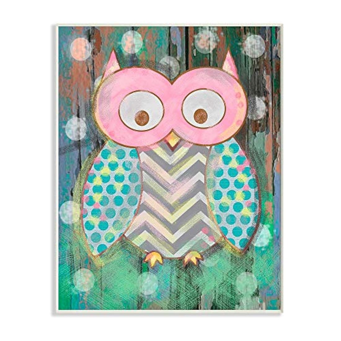 Placa de pared Lienzo decorativo búho del bosque envejecido