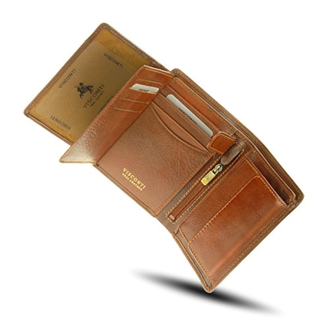 Cartera de piel auténtica con bloqueo RFID