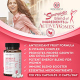 Multivitamina para mujeres - Suplemento para energía, inmunidad y apoyo femenino - Vitaminas diarias para mujeres con biotina, calcio, magnesio - Sin OGM, Multivitamina de mujeres vegetarianas - 120 cápsulas