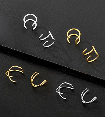 Aretes  de acero inoxidable sin perforaciones para mujeres