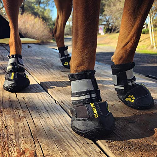 QUMY - Botas impermeables para perros, con tiras reflectantes, suela antideslizante y rugosa, juego de 4 unidades