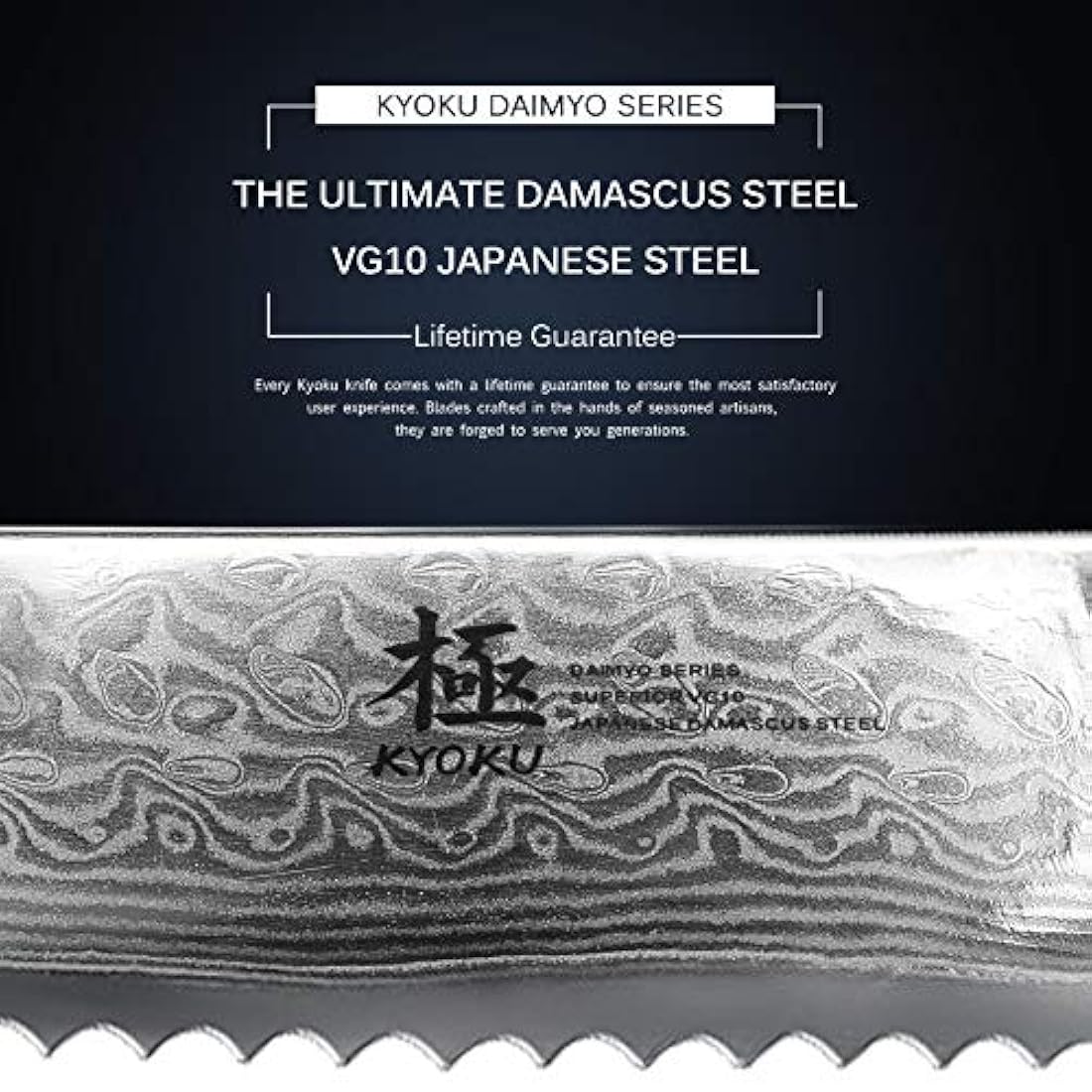 KYOKU Daimyo Series – Cuchillo de pan de Damasco con hoja