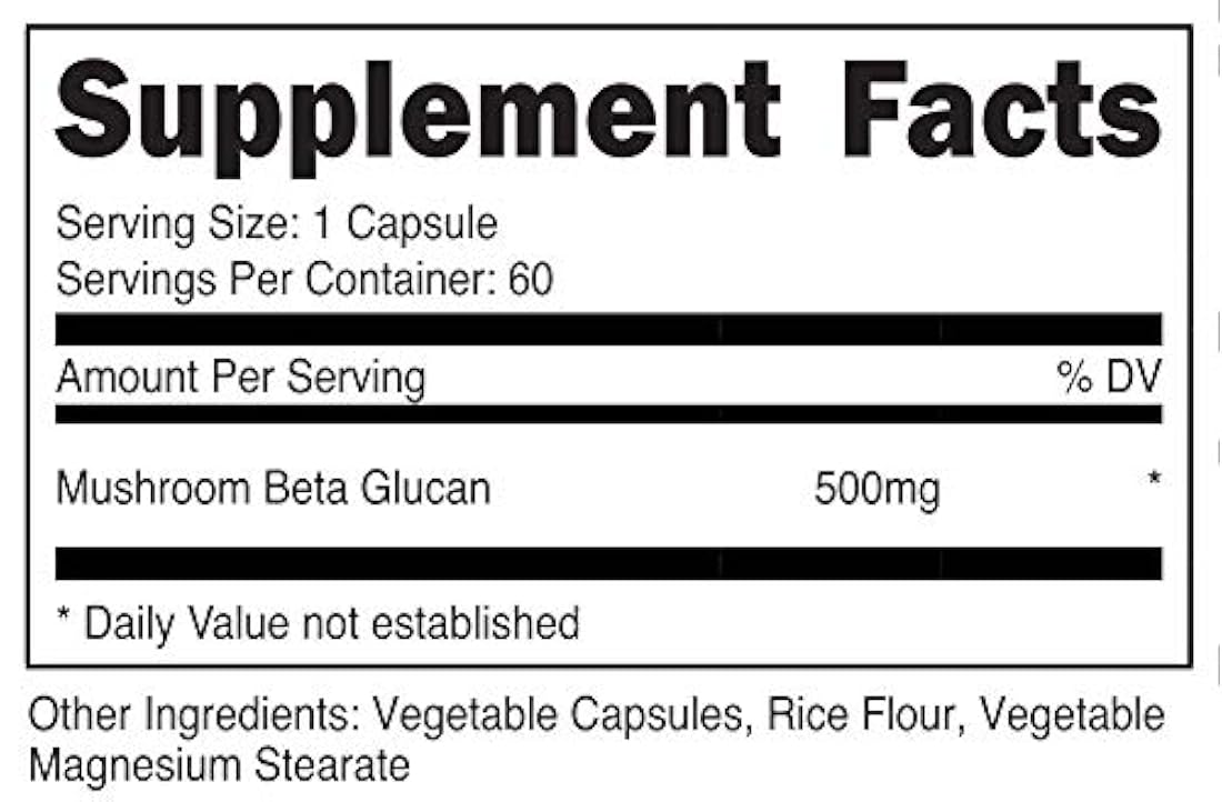 Nutricost Beta Glucan 500 mg 1,3D Glucan, 60 cápsulas