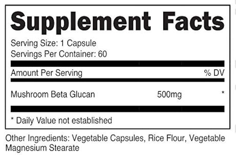 Nutricost Beta Glucan 500 mg 1,3D Glucan, 60 cápsulas