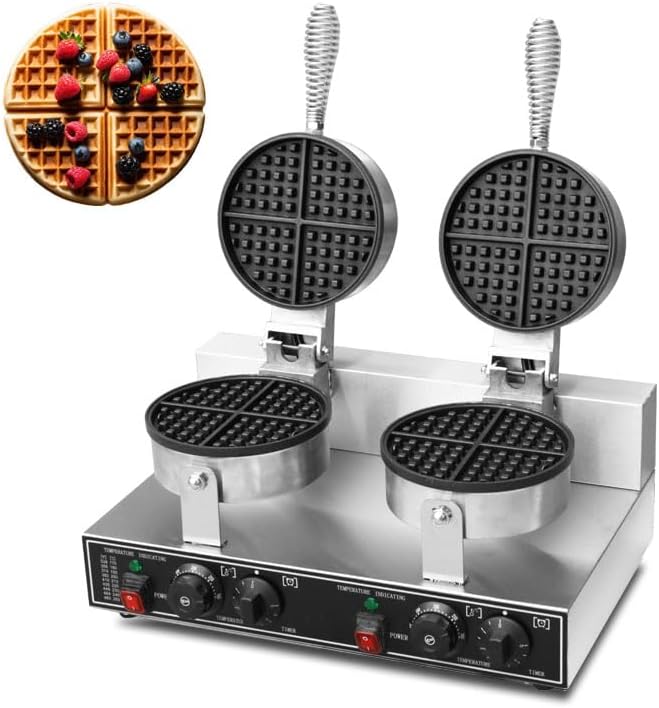 Máquina de Waffles Doble 110V 2600W - Acero Inoxidable