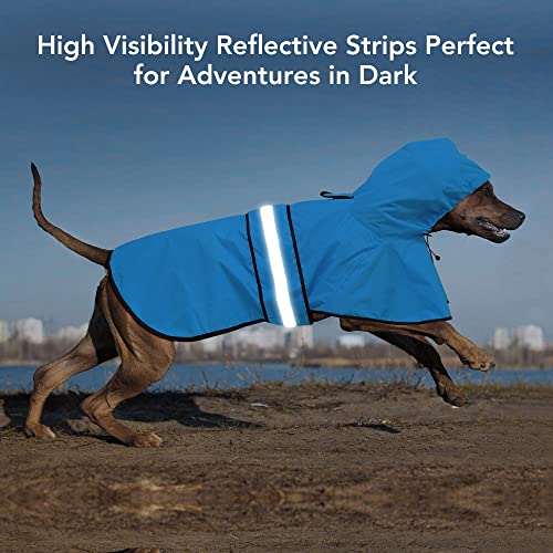 Ezierfy Impermeable reflectante impermeable para perros, chaqueta ajustable para mascotas, poncho ligero con capucha para perros pequeños a X, grandes y cachorros
