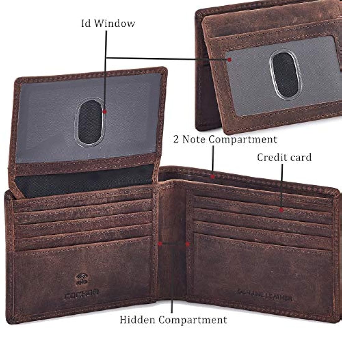 COCHOA Cartera plegable elegante con bloqueo RFID de viaje