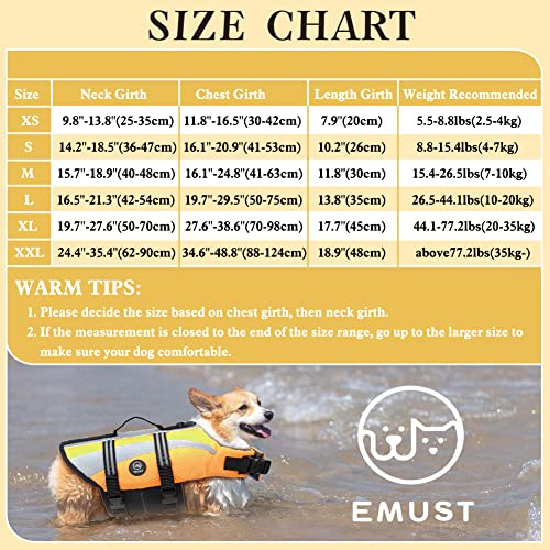 EMUST Chalecos salvavidas reflectantes para perros pequeños, medianos y grandes, chalecos salvavidas para perros con alta flotabilidad