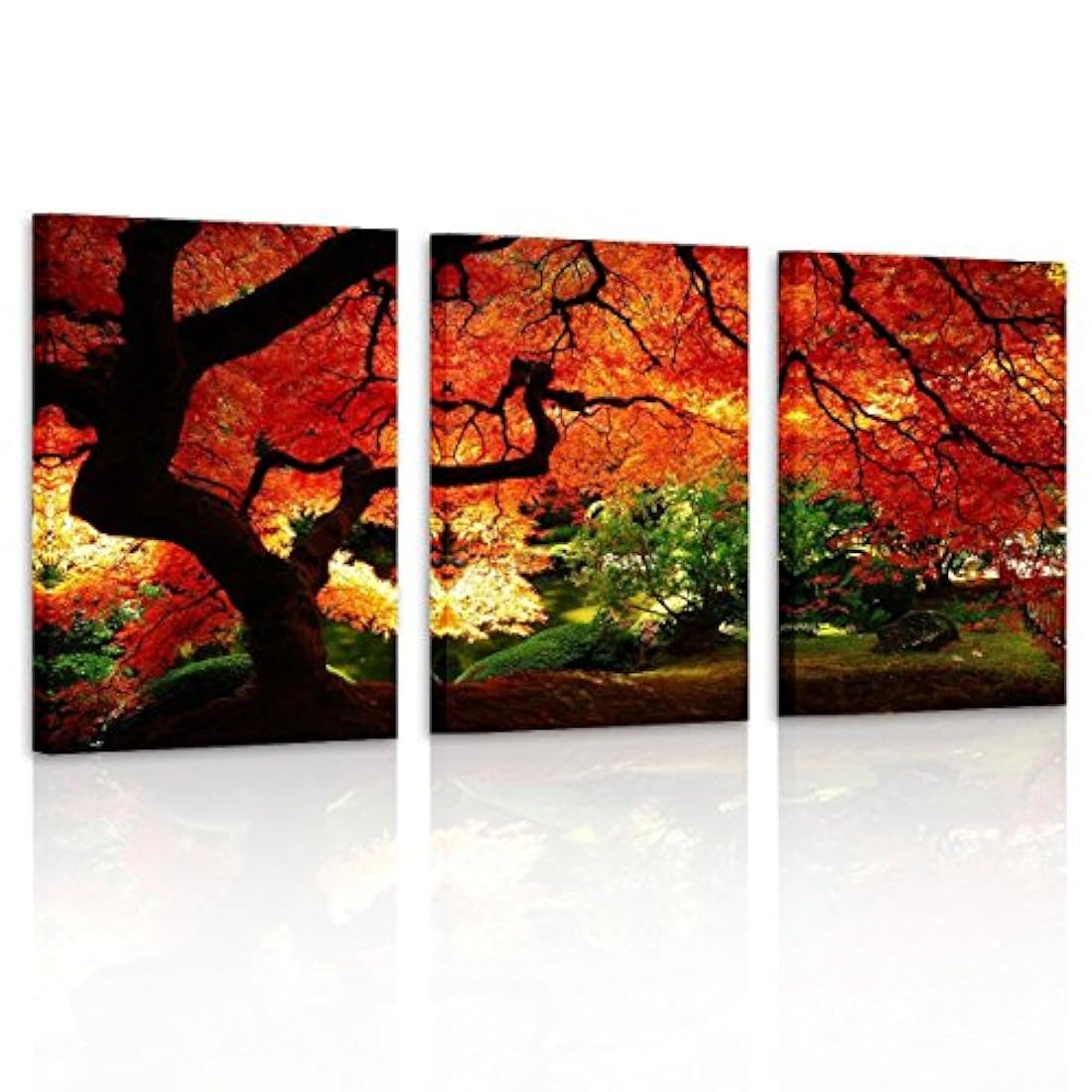 Pyradecor rojo de arce árboles 3 Panel arte contemporáneo