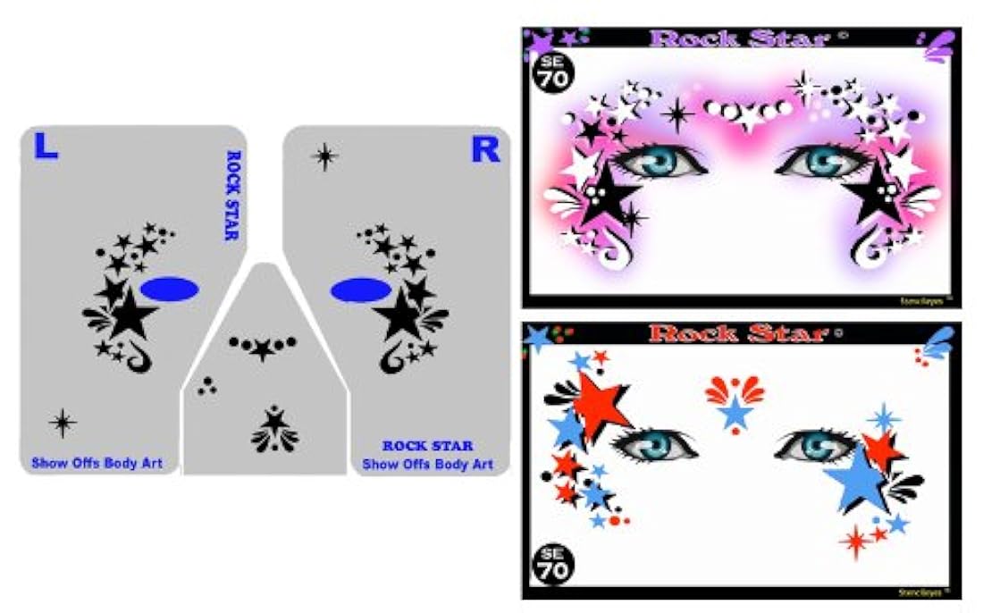 PINTURA de cara plantilla – stencileyes Rock Star– Estrellas