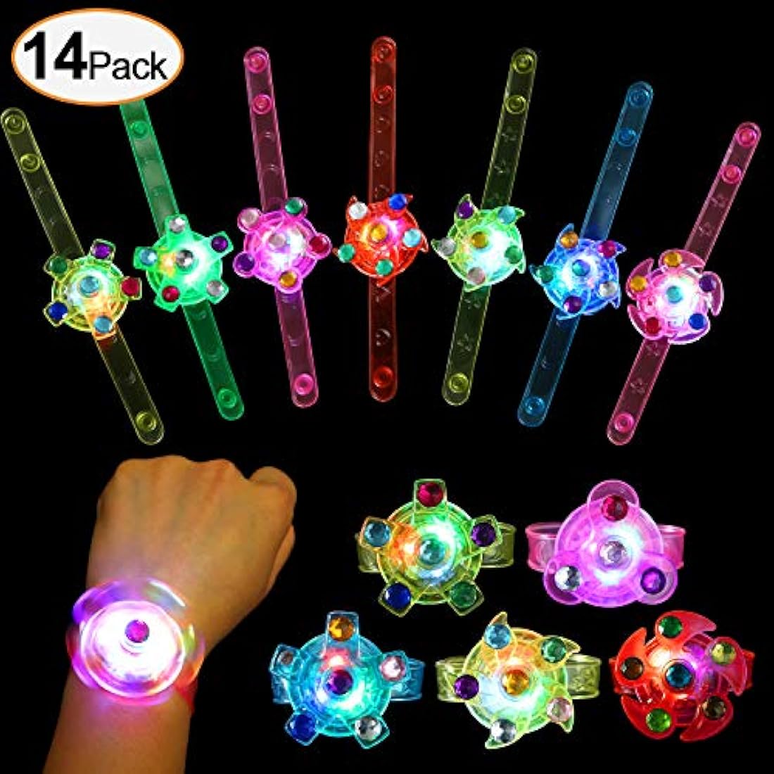 Paquete de 14 pulseras luminosas para niños de Wellovo