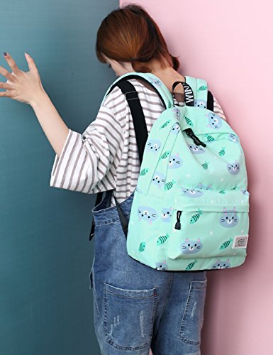 Mochilas para adolescentes, lindo gato y pescado