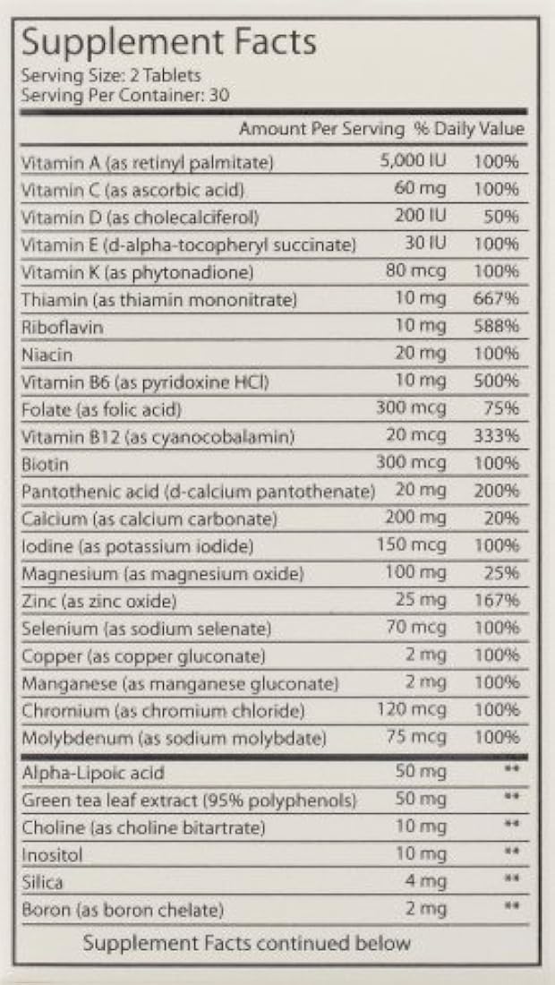 Suplemento Multivitamínico de 60 tabletas