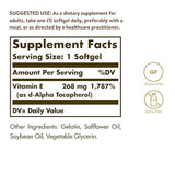 Solgar - Vitamina E 400 IU Alpha Softgels, 033984035225, Embalaje estándar., 1