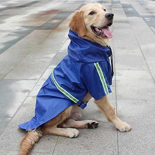 FEimaX Chubasquero para perro, impermeable, con capucha para perros medianos y grandes, con capucha ligera, resistente al viento, para caminar al aire libre (S (pecho: 13.3 pulgadas, cuerpo 9.8 pulgadas), azul)
