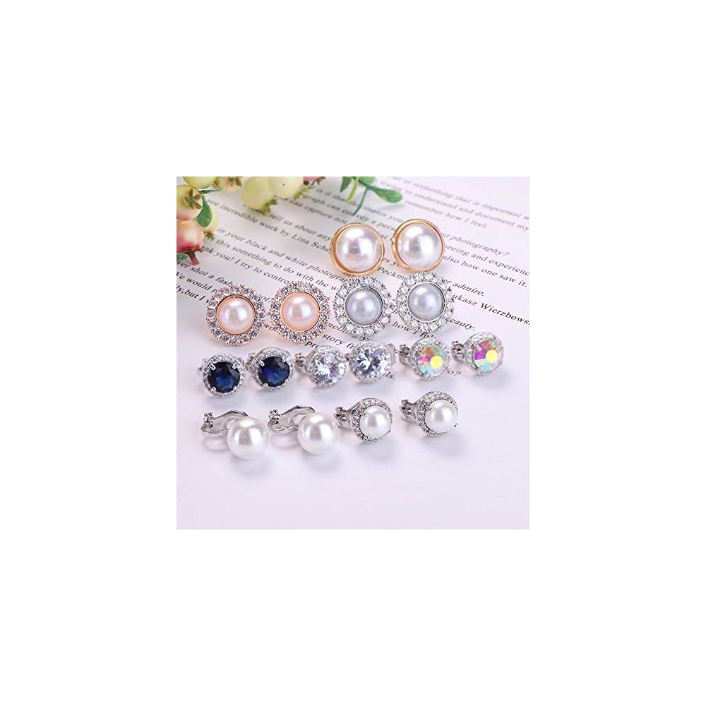 Aretes de clip hipoalergénicos para mujer 8 pares