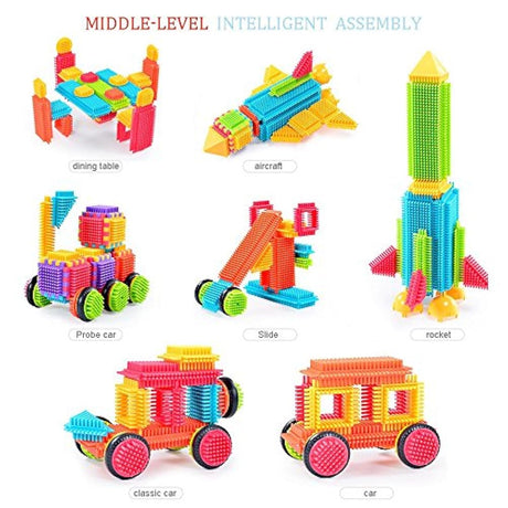 Juego de 100 bloques de construcción con forma de cerdas