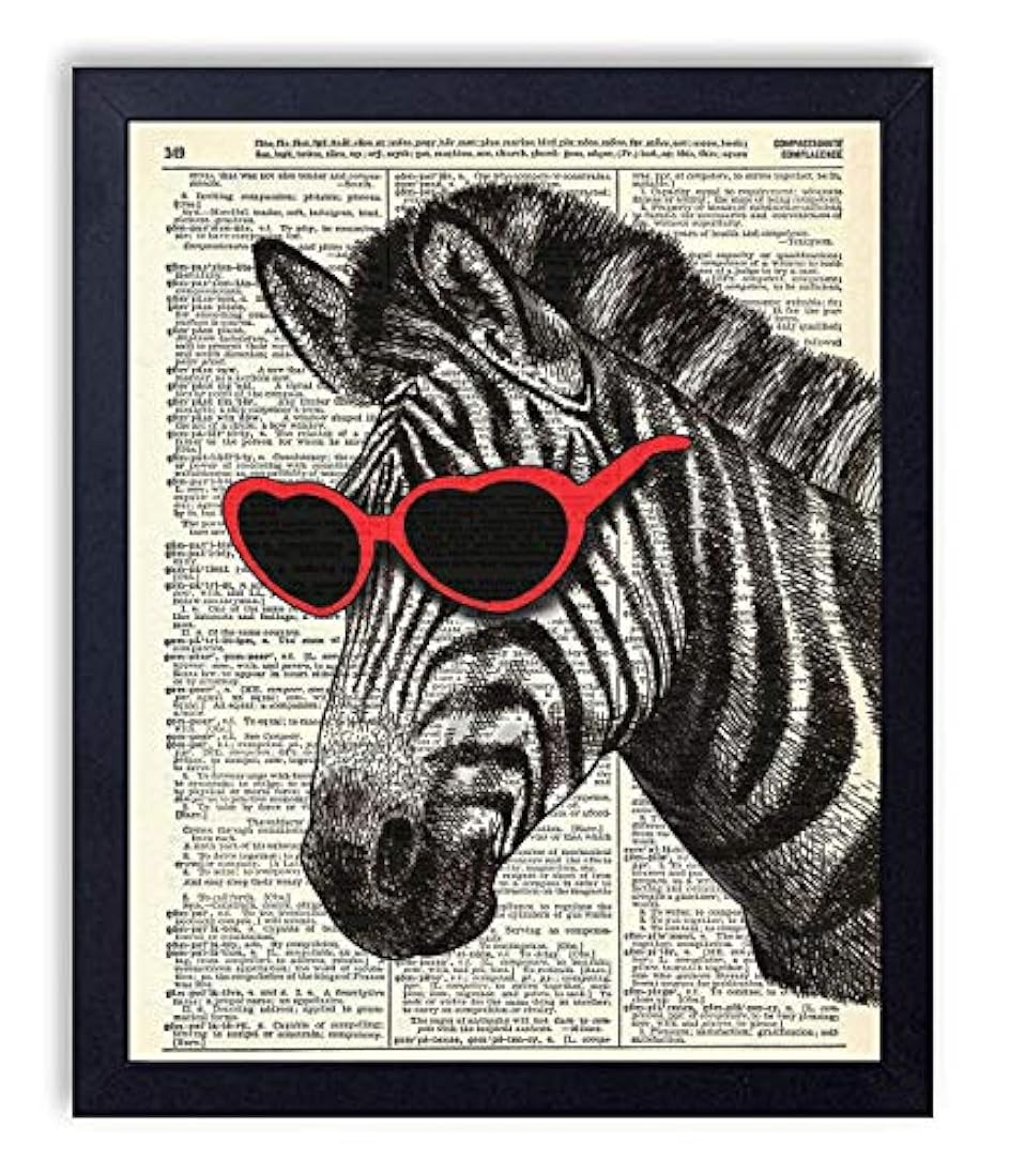 Zebra in Red Heart  Art Print Poster 8x10 pulgadas,sin marco