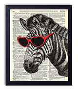 Zebra in Red Heart  Art Print Poster 8x10 pulgadas,sin marco
