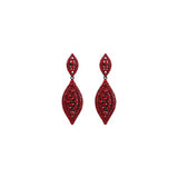 Aretes colgantes de 2 hojas con cristales de estrás rojo