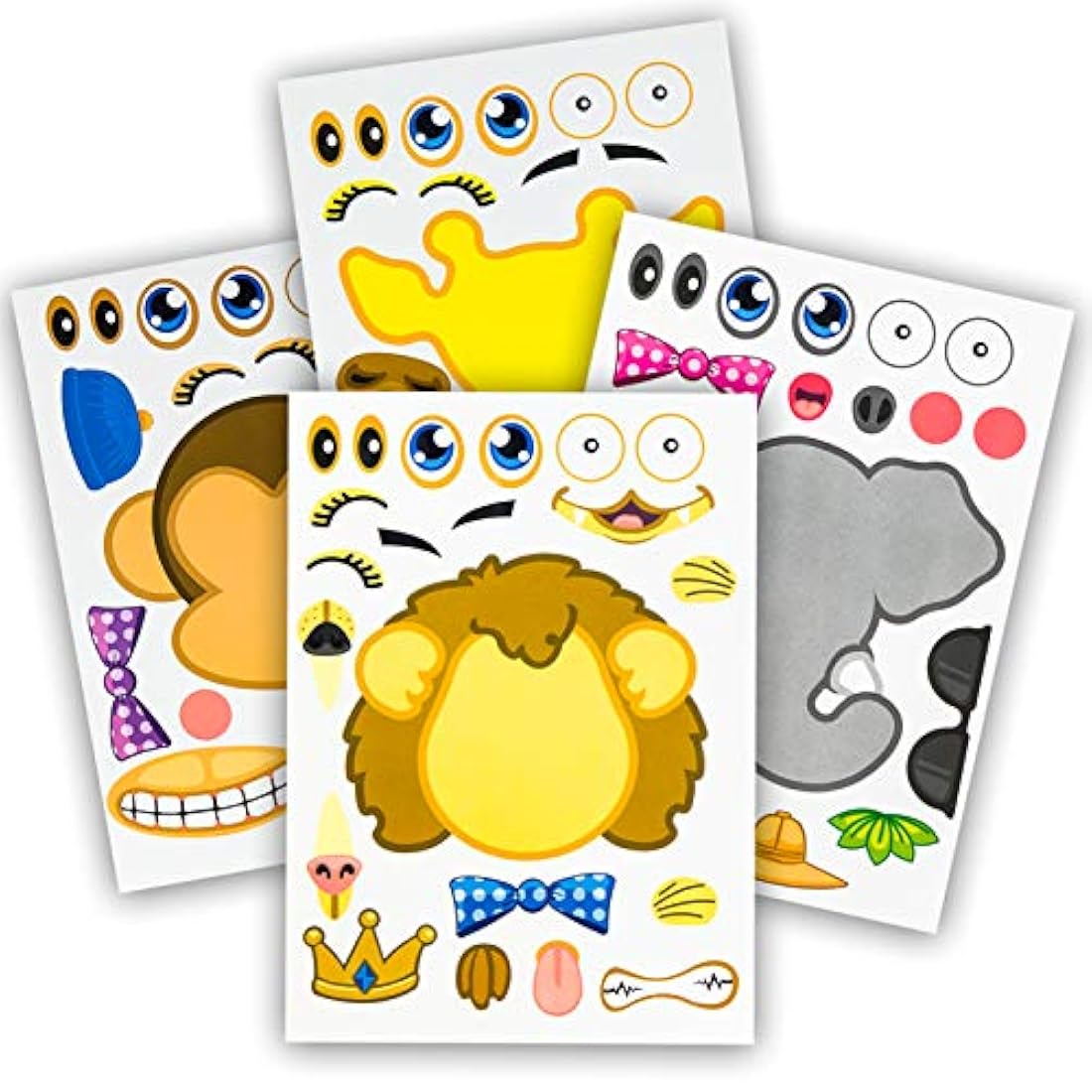 24 hojas de pegatinas Make-a-zoo sobre animales, gran zoo