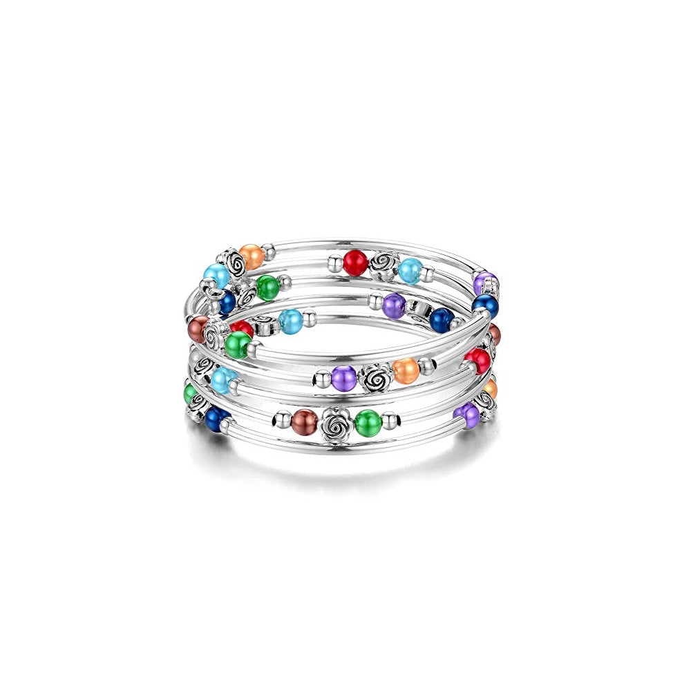 Pulseras y tobilleras tipo brazalete de cuentas de rosas
