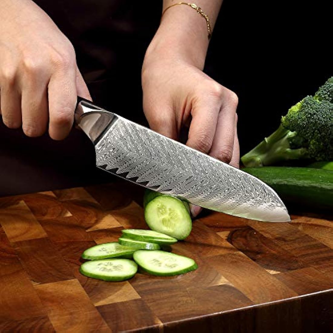 SIXILANG Damasco - Cuchillo de chef, Damasco 3 piezas