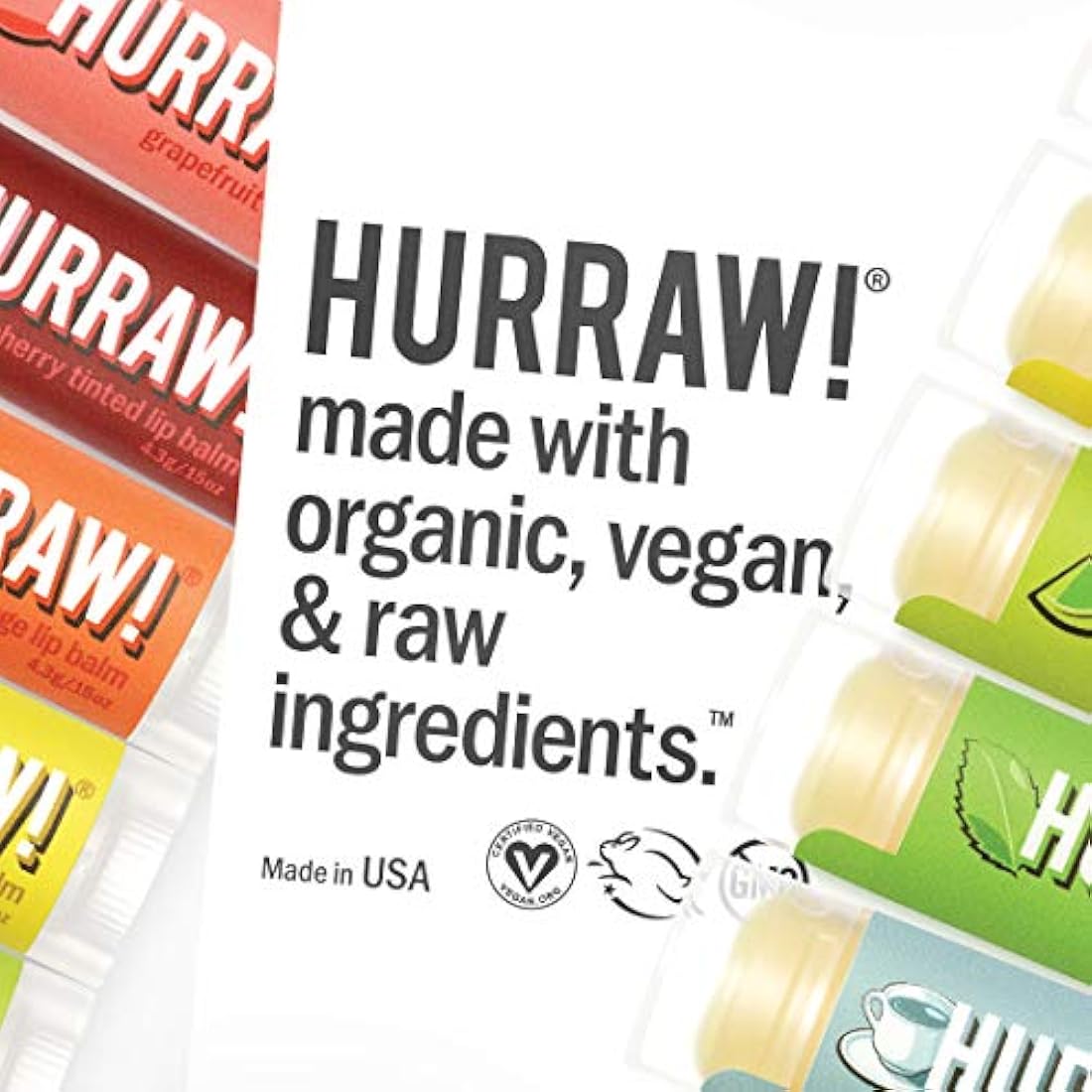 HURRAW! Bálsamo labial orgánico paquete de 3 unidades