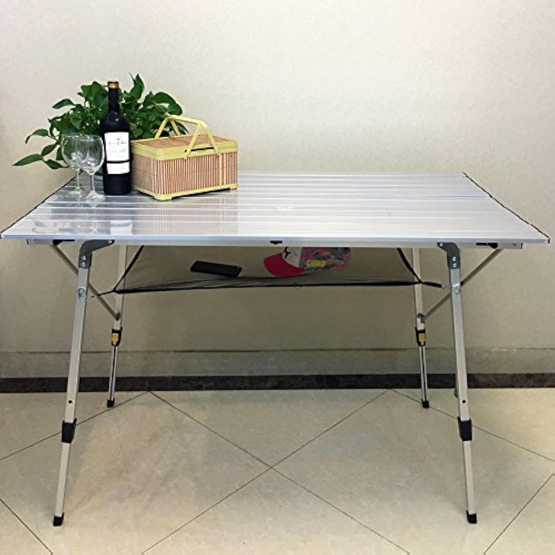 Mesa plegable de aluminio ajustable en altura para acampar