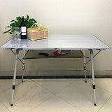 Mesa plegable de aluminio ajustable en altura para acampar