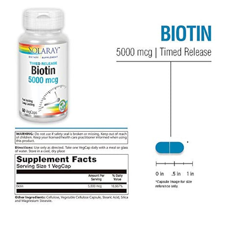 Suplemento de biotina Solaray liberado de dos etapas