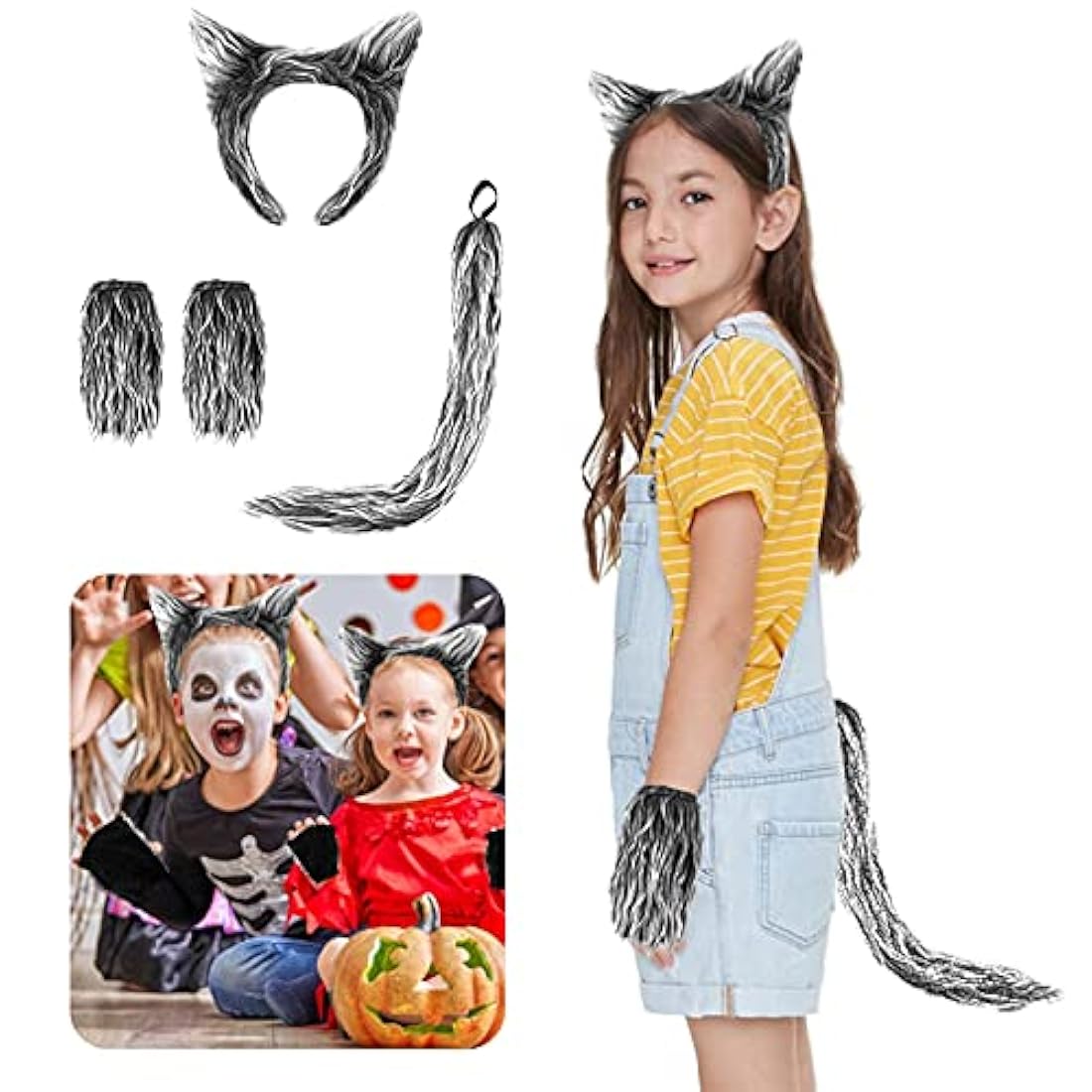 Disfraces Disfraz de orejas de lobo con diadema
