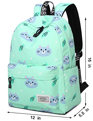 Mochilas para adolescentes, lindo gato y pescado