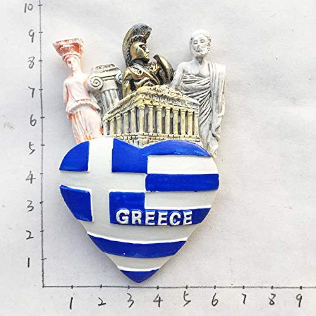 Imán con diseño de bandera de Grecia en forma de corazón