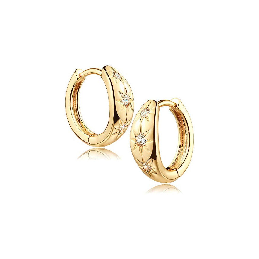 Aretes doradas chapadas en oro de 14 quilates para mujeres