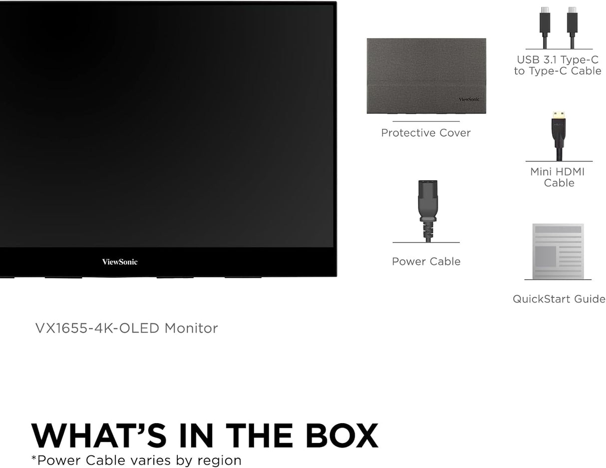 Monitor portátil 4K OLED 15.6 ViewSonic, 60W USB-C, VX1655