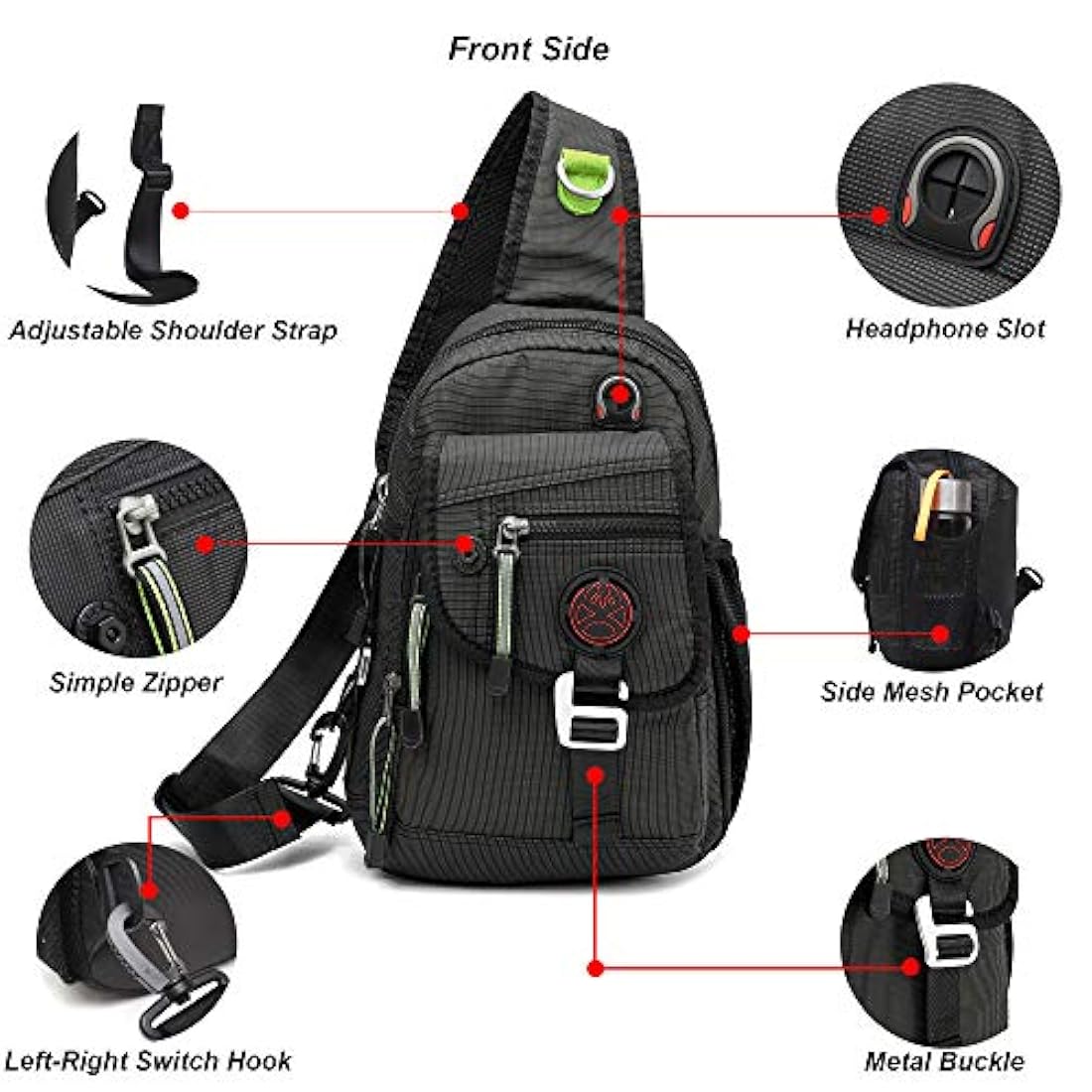 Morral de nylon multiusos color negro. Nicgid