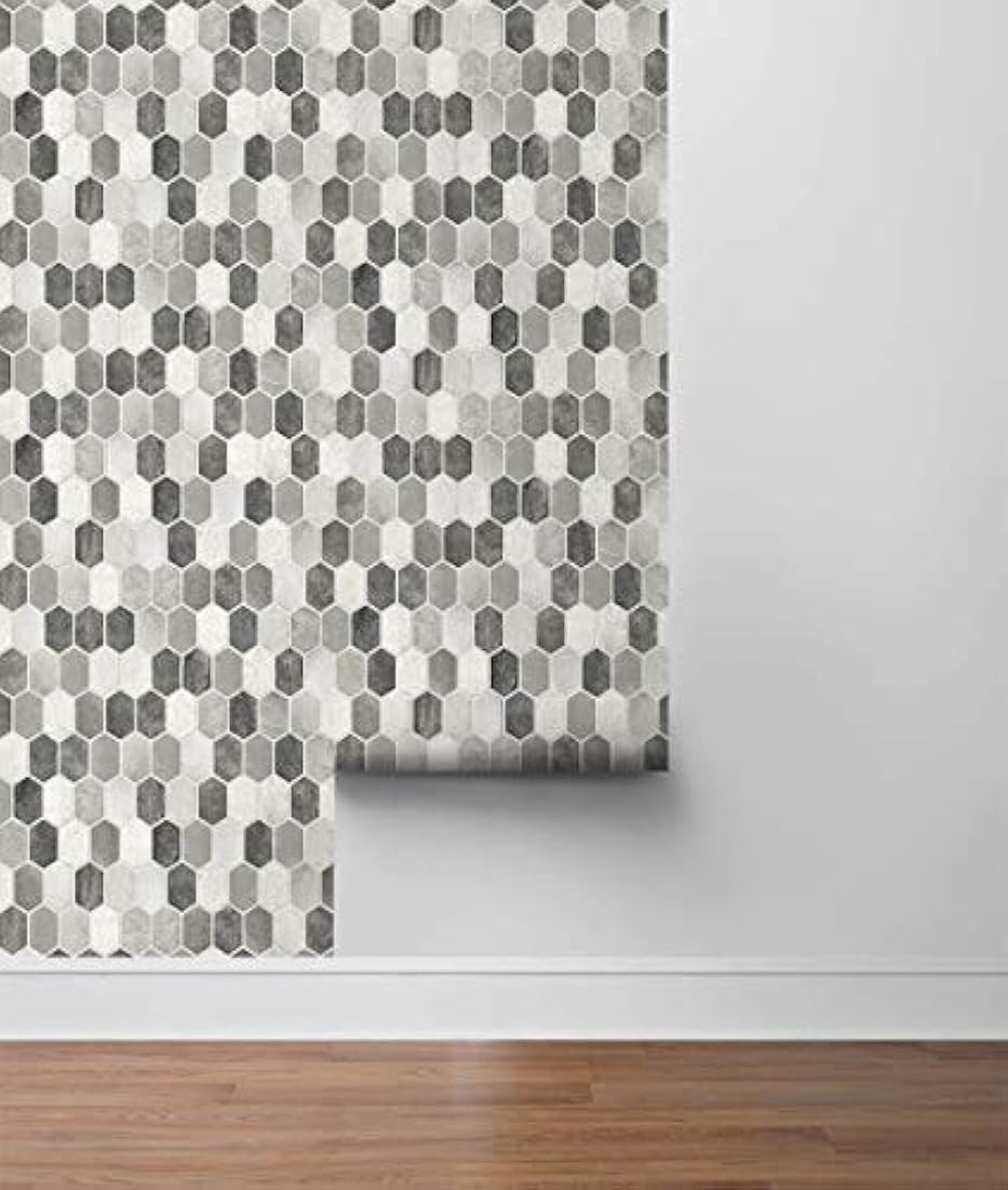 Papel pintado para azulejos hexagonales cepillados y adhesivos