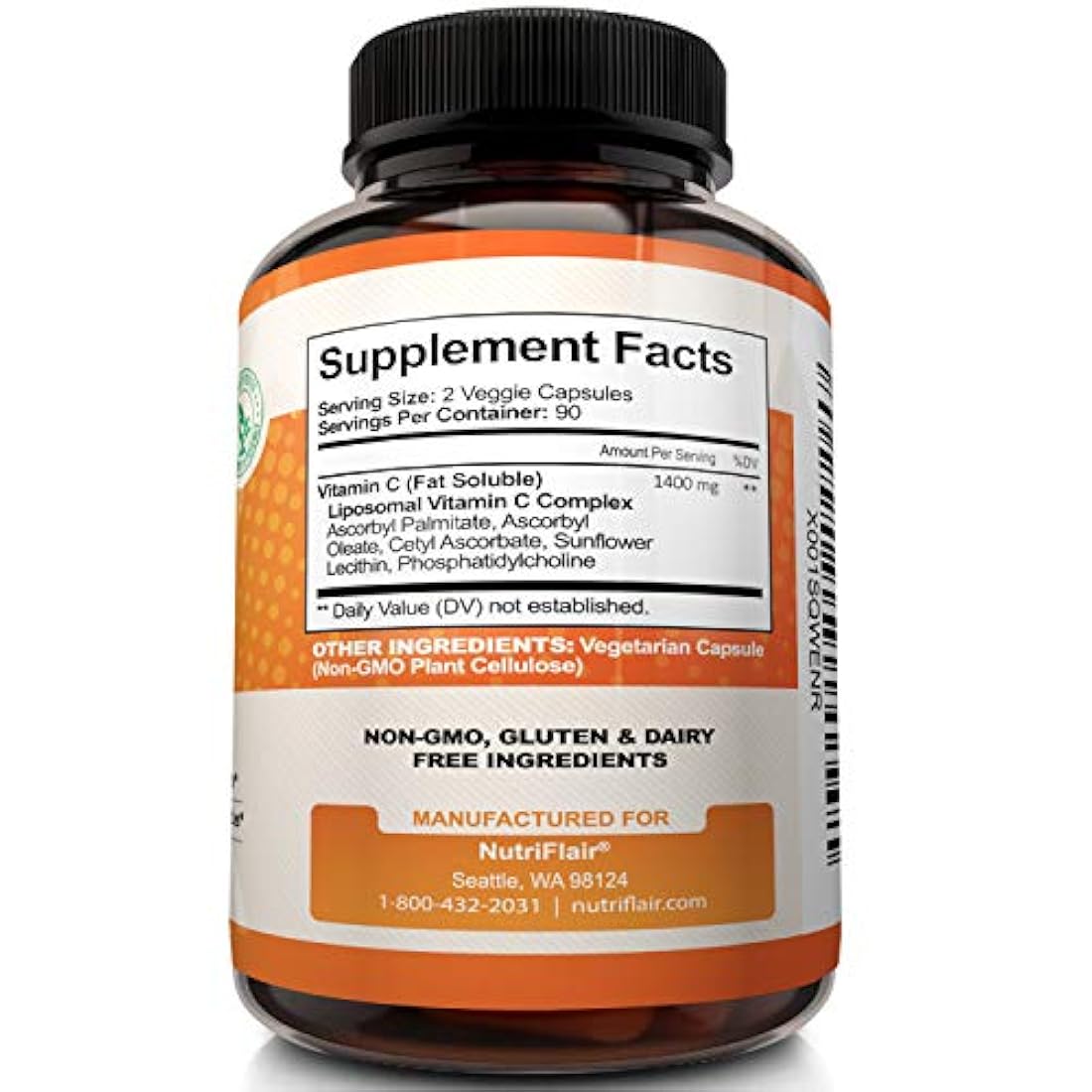 NutriFlair Liposomal Vitamina C 1400mg, 180 cápsulas