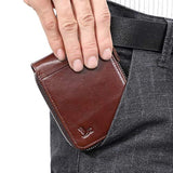 Cartera de piel con cierre  para hombre }