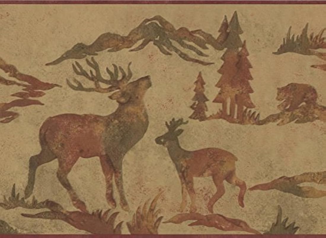 borde de papel motivo de ciervos y alces siluetas diseño Retro