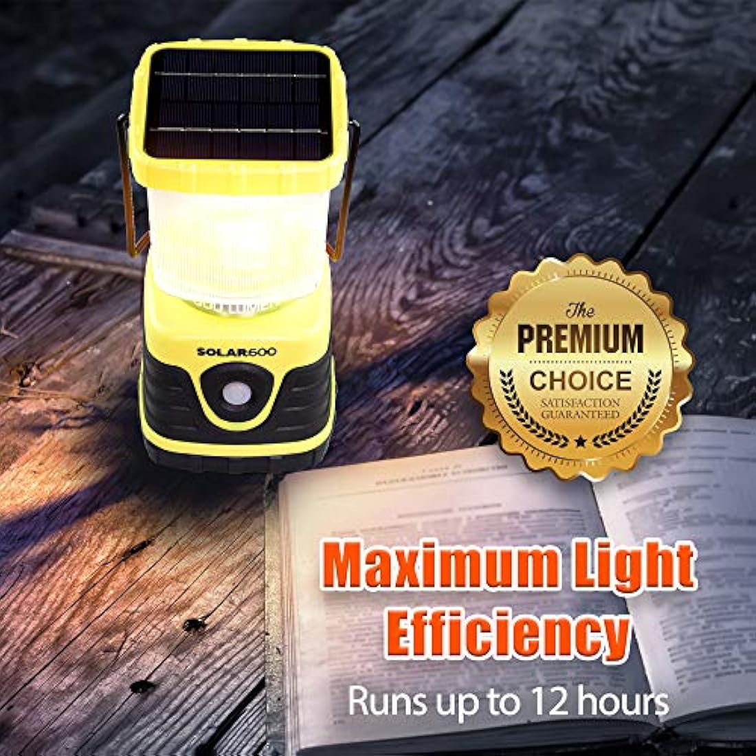 Blazin linterna solar recargable para campamento | 600 lúmenes linterna solar USB para campamento | cargador de batería de emergencia para teléfono | linterna de tormenta, apagón de energía